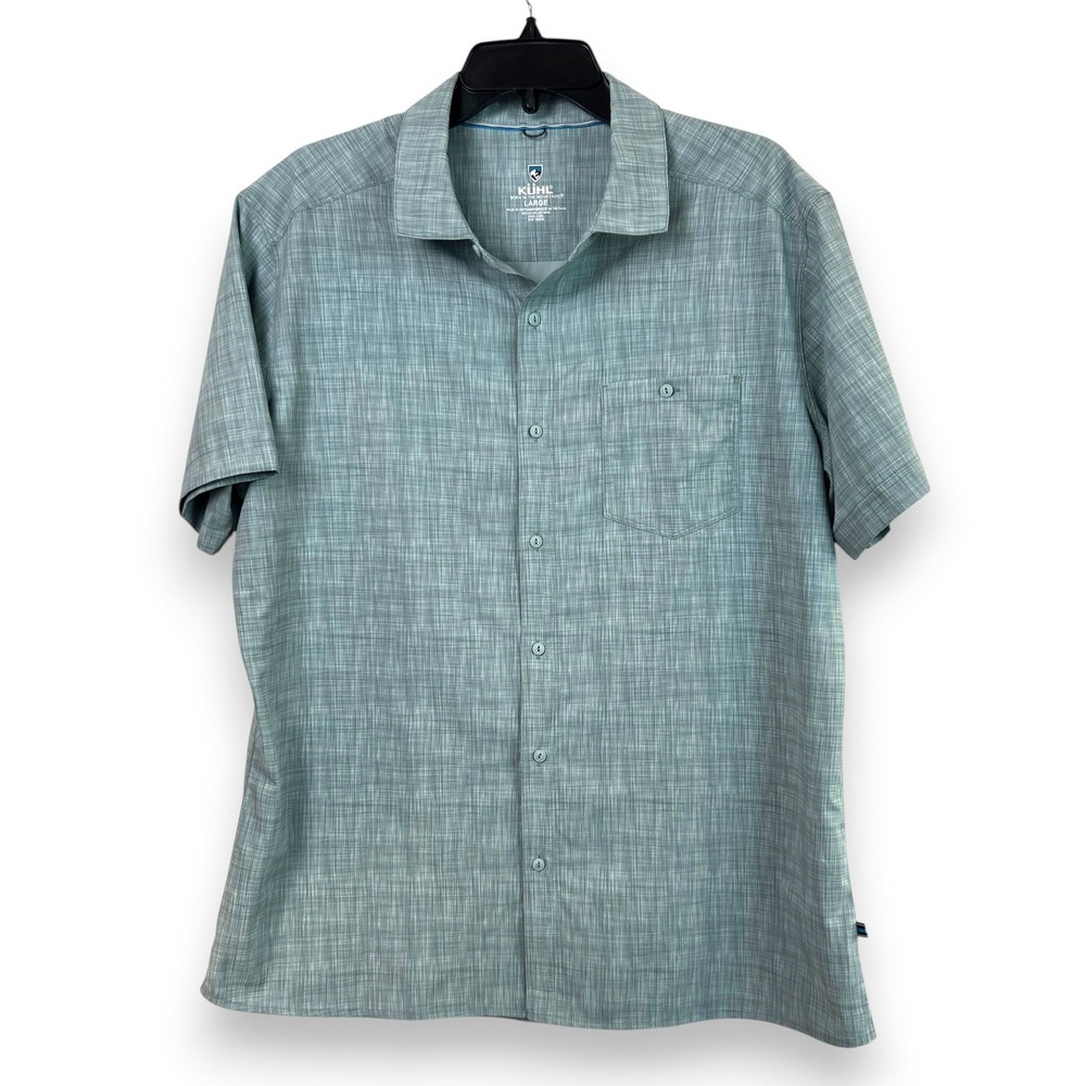 Kuhl Outdoor Hiking Short Sleeve Button Down Shirt Mens Large Blue Gorpcore